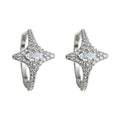Silver Tone Clear Stone Starburst Huggie Hoop Earrings view 5