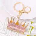 Rhinestone Crown Keychain Gold Tone Metal Braided Cord Charm view 2