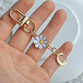 Gold Letter Daisy Flower Keychain Charm With Lobster Clasp view 8