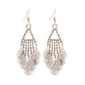Silver Tone Leaf Sequin Tassel Hook Statement Earrings view 5