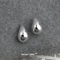 Silver Tone Mirror Polished Teardrop Stud Earrings For Women view 4