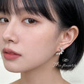 Gold-Tone Baguette CZ C-Curve Climber Stud Earrings Pair view 2