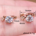 Rose Gold Tone Double Clear Stone Leverback Earrings view 4