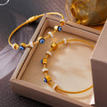 Evil Eye Cable Bangle Magnetic Clasp Gold Steel Styles view 2