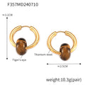 Gold Hoop Earrings with Natural Stone Ring Beads Six Styles view 6