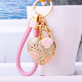 Crystal Rose Heart Keychains in Four Colors with Braided and Clasp Free Loops view 2