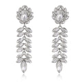 Silver Tone Leaf Tassel Crystal Four Designs Metal Dangle Earrings view 6