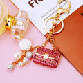 Crystal Mini Handbag Keychains with Pearl and Flower Dangles in Eight Options view 10
