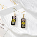 Black Rectangular Pressed Flower Drop Earrings in Eight Designs view 2