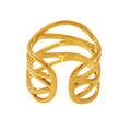 Open Multi Band Cross Wave Ring Gold Two Tone Steel view 5