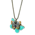 Twin Butterfly Enamel Disc Medallion Pendant Necklace view 5