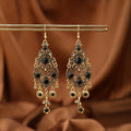 Antique Silver Black Filigree Chandelier Hook Earrings view 4