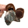 Brown Fuzzy Bow Petal Hair Claw With Blue And Brown Patterned Loops view 5