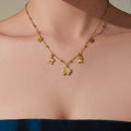 Gold Multi-Charm Satellite Necklace Pavé Bow Butterfly Heart view 4