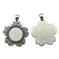 Petal Flower Round Cabochon Pendant Tray in Antique Bronze view 4