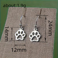 Silver Tone Paw Print Drop Earrings Polished Metal Jewelry view 4