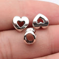9.6x9.3x7mm 0.91g Antique Silver Zinc Alloy Heart Large Hole Beads for Bracelet Necklace Jewelry Making