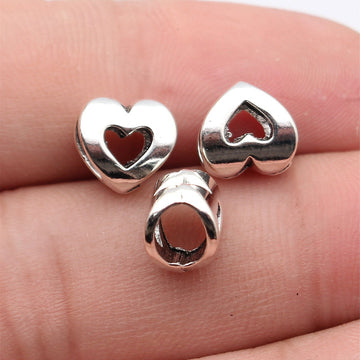 Open Heart Shaped Large Hole Bead Metal Jewelry Making Component