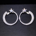 Silver Tone Star And Crystal Hoop Earrings Fashion Jewelry view 5