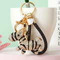 Double-Sided Jeweled Zebra Keychains in Five Colors with Braided Options view 3