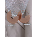 Gold Brushed Fan Disc Geometric Hoop Earrings Titanium Steel view 2