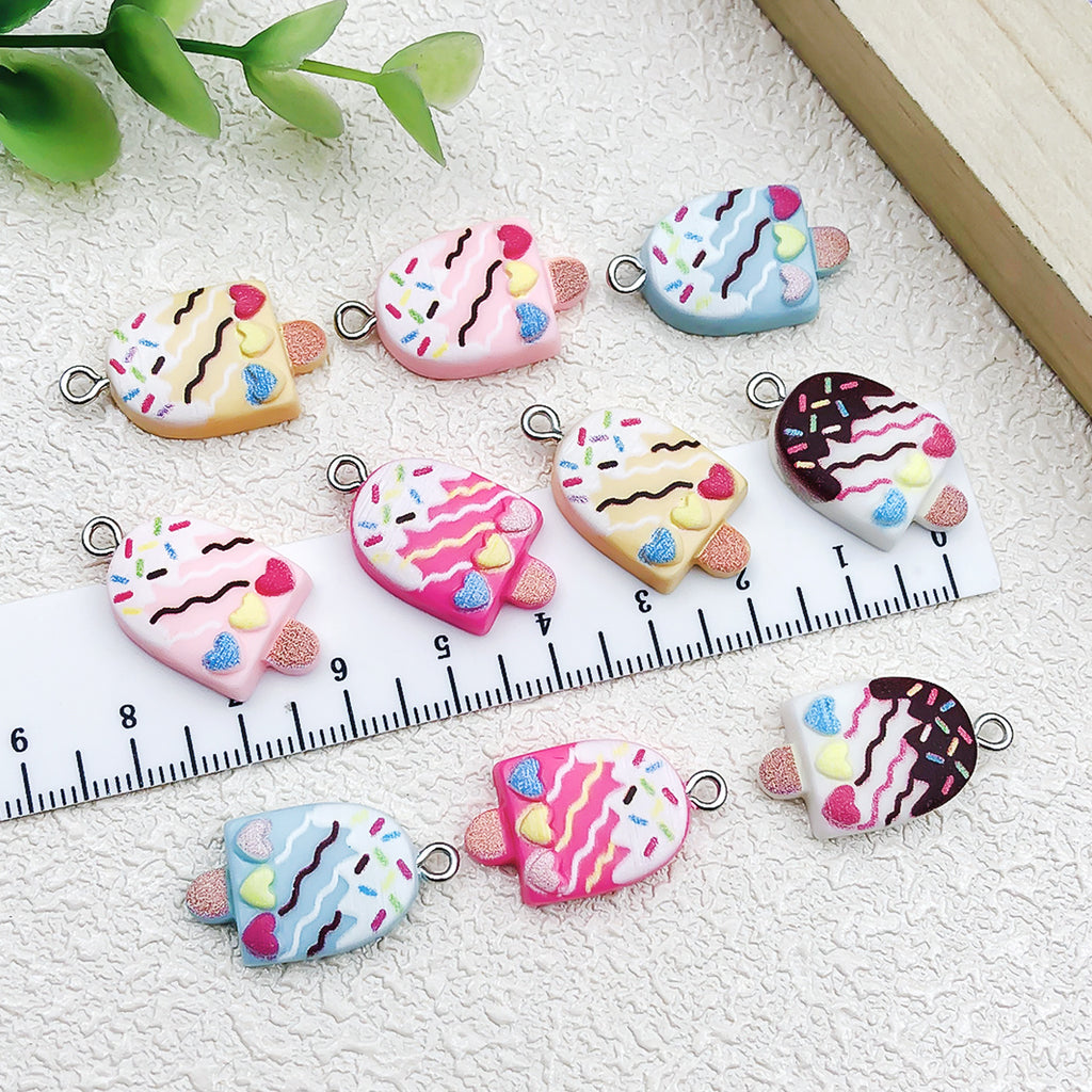 Simulation Resin Ice Cream Popsicle Charm Pendant for DIY Earrings Necklaces Keychains