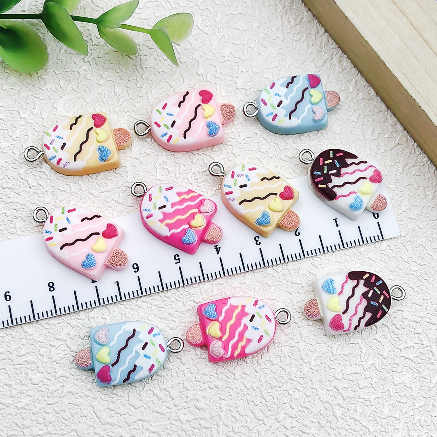 Simulation Resin Ice Cream Popsicle Charm Pendant for DIY Earrings Necklaces Keychains