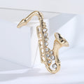 Rhinestone Saxophone Brooch Metal Instrument Silver Gold Pin view 7