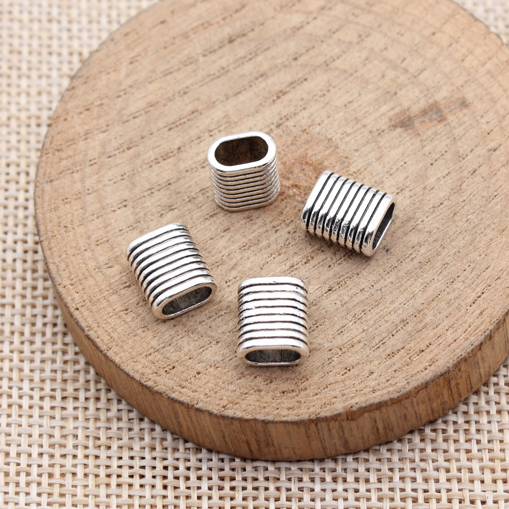 9.4x8.3x5.3mm 0.98g Antique Silver Zinc Alloy Oval Large Hole Spacer Round Beads for Bracelet Jewelry Making