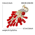 Crystal Peacock Brooch With Beaded Tail Decorative Lapel Pin view 9