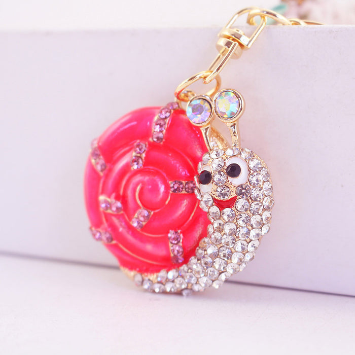 Cute Colorful Rhinestone Snail Animal Car Keychain Bag Charm