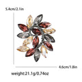 Spiral Leaf Crystal Brooch in Burgundy Champagne and Gray view 5
