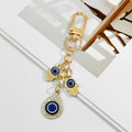 Blue Evil Eye Keychain With Rhinestone Teardrop And Hamsa Hand view 2