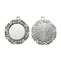 Scroll Border Round Cabochon Pendant Settings in Two Finishes view 2