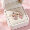 Three Pastel Color Flower Cascade Long Stud Earrings view 6