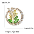 Circular Crystal Leaf Sprig Brooch in Green and Blue view 6