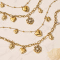 Gold Stainless Rose Charm Link Pendant Necklaces Set view 1