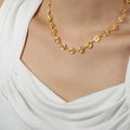 Gold Spiral Disc Link Necklace and Bracelet Metal Set view 6