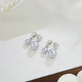 Silver Double Pearl Look No Piercing Clip Earrings view 6