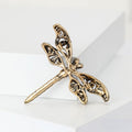 Antique Gold Filigree Dragonfly Brooch Rhinestone Wing Pin view 3