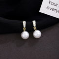 Clear Look Bar Pearl Look Bead Dangle Stud Earrings view 6