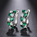 Blue or Green Teardrop CZ Silver Huggie Hoop Earrings view 5