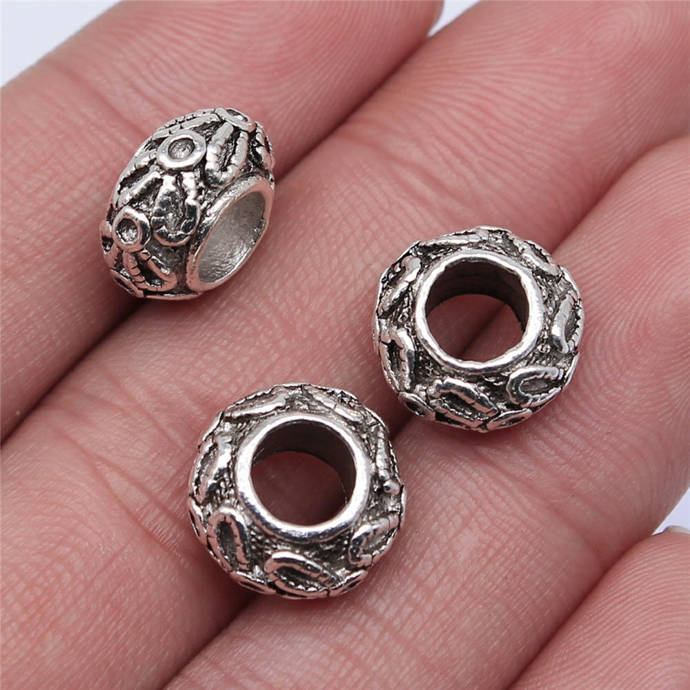 13x7mm 2.5g Antique Silver Zinc Alloy Barrel Large Hole Loose Metal Beads for Bracelet Necklace DIY Jewelry