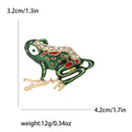 Green Enamel Frog Brooch With Red Spots and Clear Crystals view 6