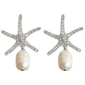 Gold And Silver Tone Starfish Irregular Pearl Drop Earrings view 5