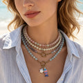 Painted Fish And Pearl Look Star Charm Beaded Necklace view 2