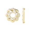 Gold Tone Interlaced Flower Brooch With Clear Crystals view 5