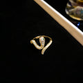 Clear Crystal Snake Shaped Open Ring In Silver Tone Or Gold Tone view 7