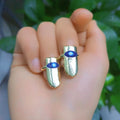 Gold Tone Blue Evil Eye Fingertip Nail Armor Ring Set view 4
