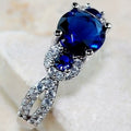 White Metal Blue Three-Stone Cross Band Ring Alloy view 3